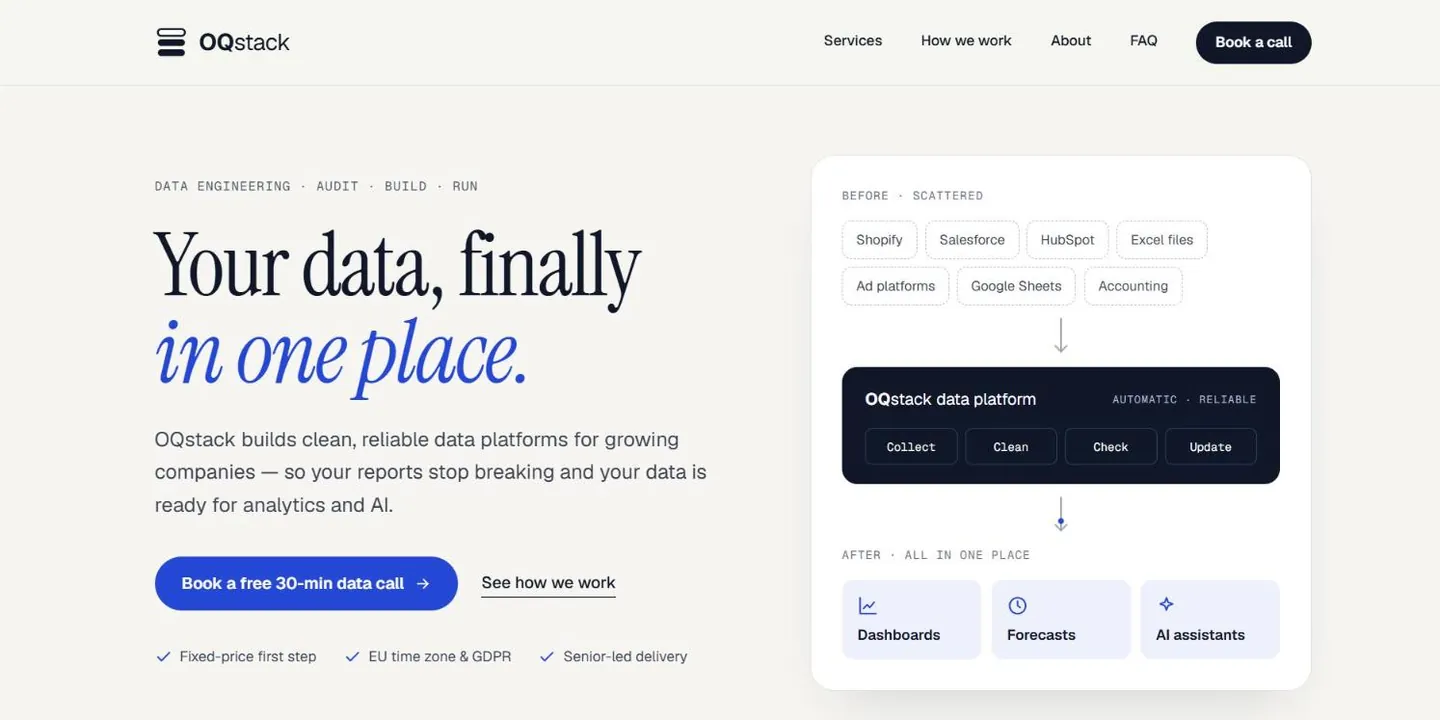Сайт, который мы сделали для OQstack (oqstack.com)